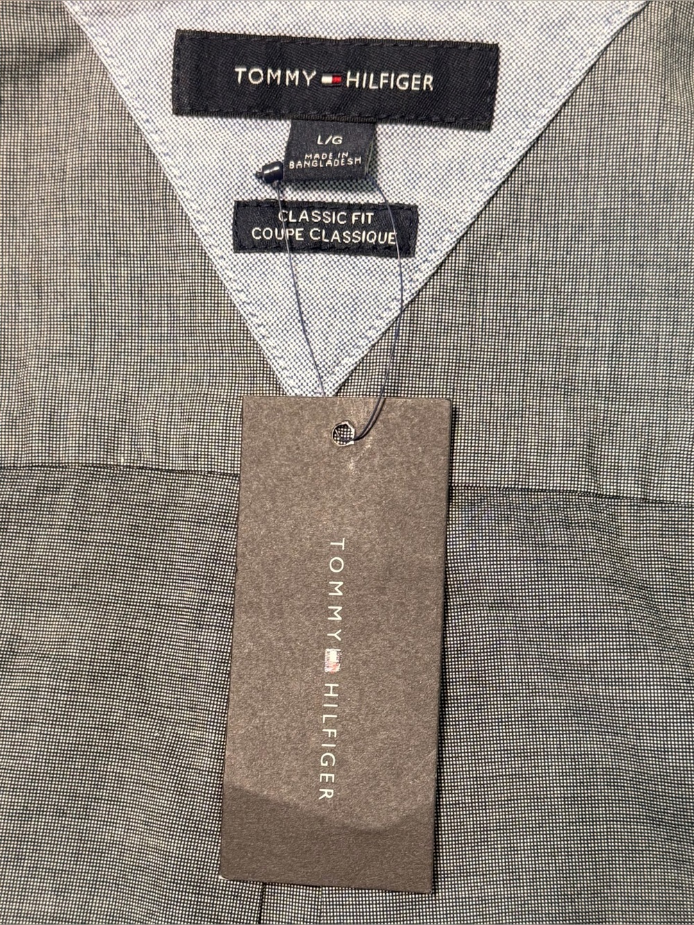 NWT Tommy Hilfiger Classic Fit Button Down Shirt Blue Gray Mens L - Picture 7 of 8